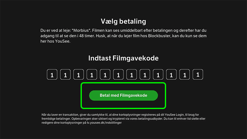 Filmgavekode betal